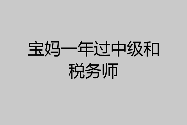 宝妈一年过中级和税务师