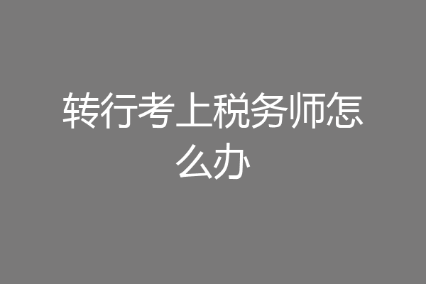 转行考上税务师怎么办