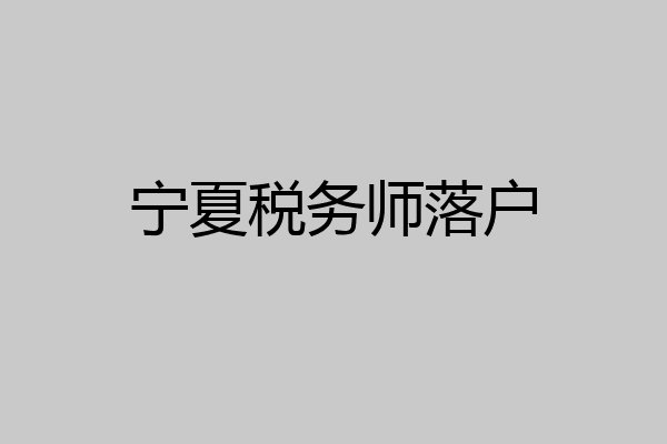 宁夏税务师落户