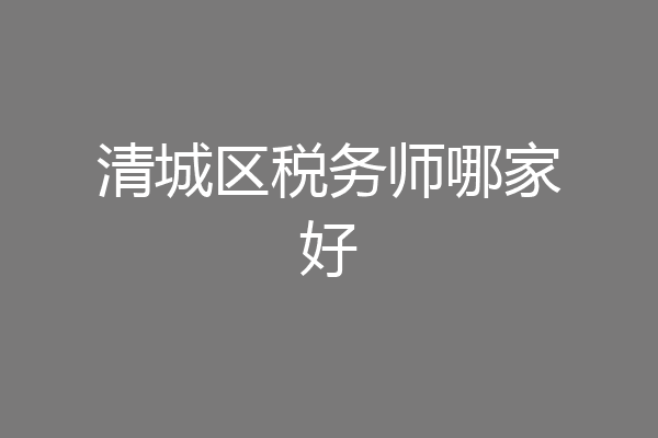 清城区税务师哪家好