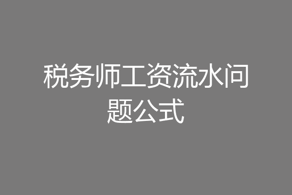 税务师工资流水问题公式
