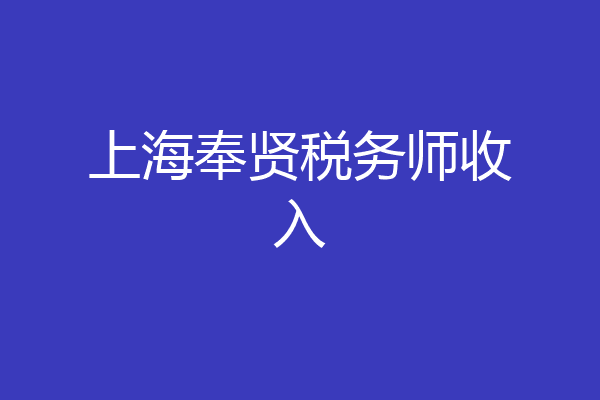 上海奉贤税务师收入