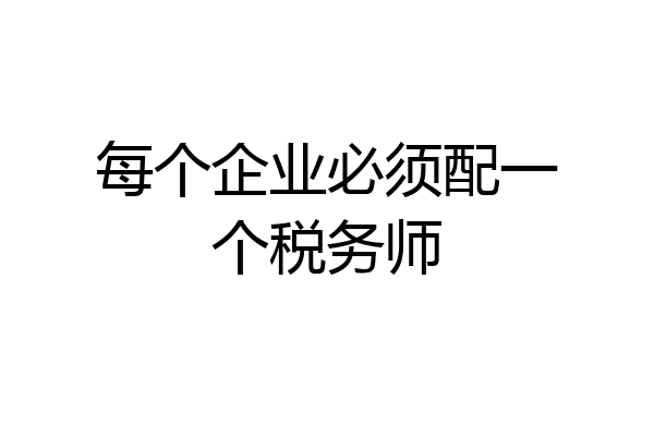 每个企业必须配一个税务师