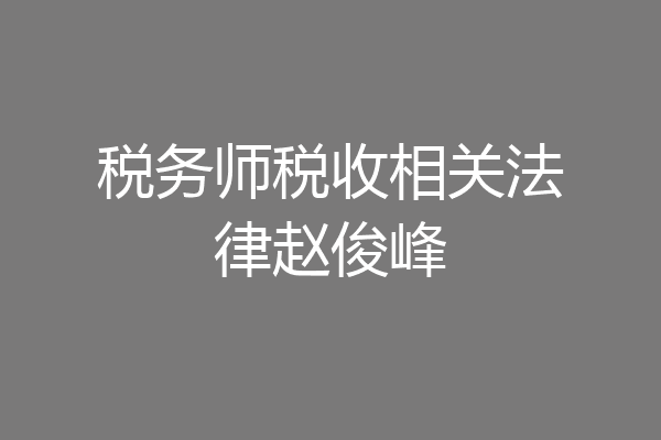 税务师税收相关法律赵俊峰