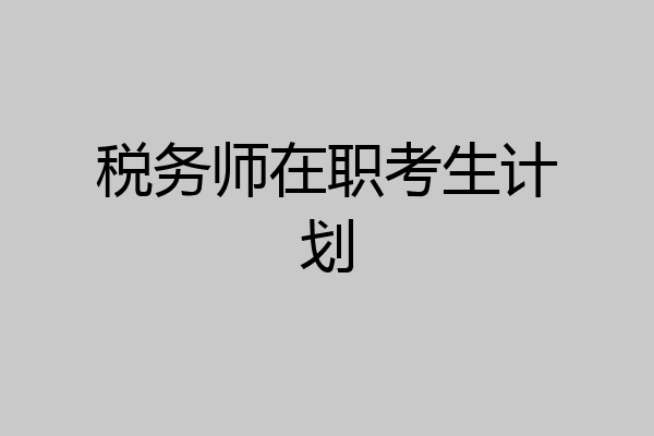 税务师在职考生计划