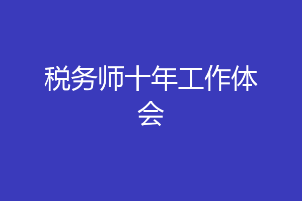 税务师十年工作体会