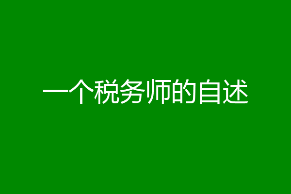 一个税务师的自述