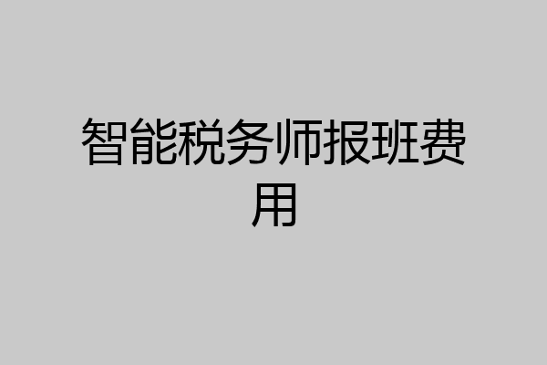 智能税务师报班费用