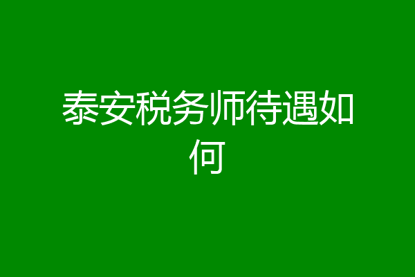 泰安税务师待遇如何