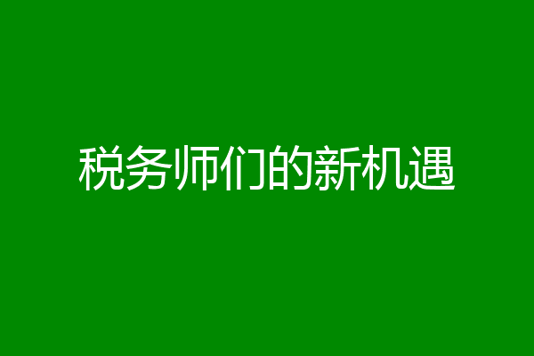税务师们的新机遇