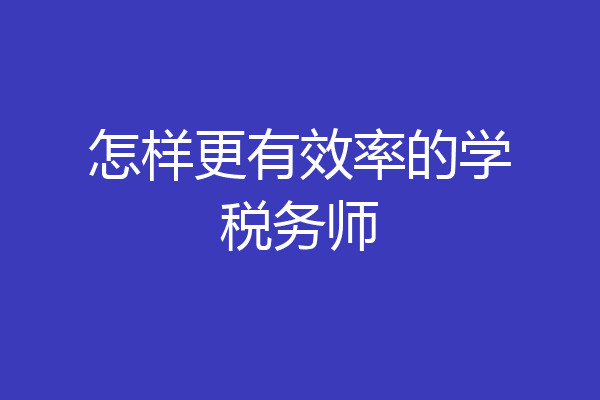 怎样更有效率的学税务师