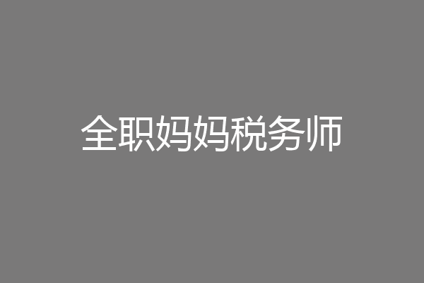 全职妈妈税务师