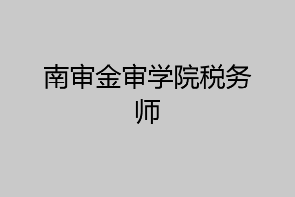 南审金审学院税务师