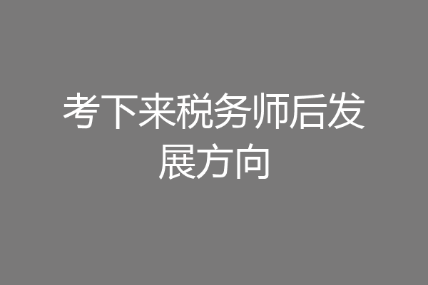 考下来税务师后发展方向