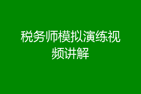税务师模拟演练视频讲解