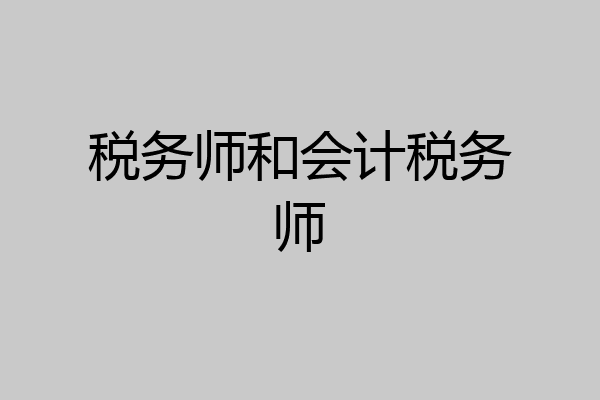 税务师和会计税务师