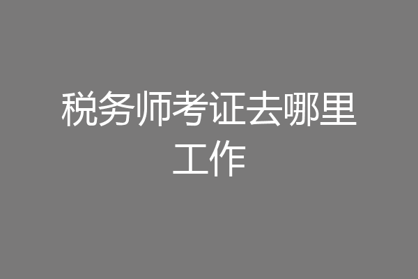 税务师考证去哪里工作