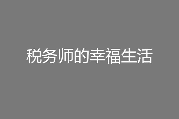 税务师的幸福生活