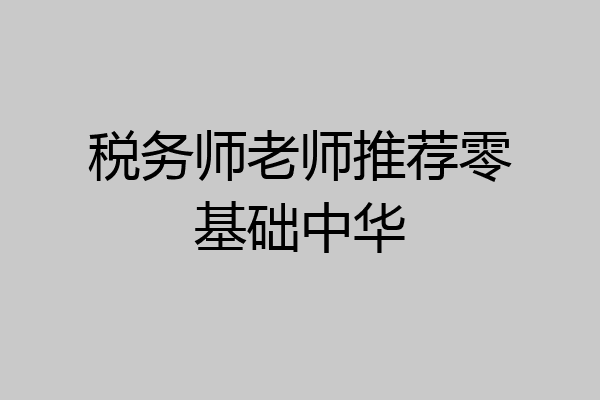 税务师老师推荐零基础中华