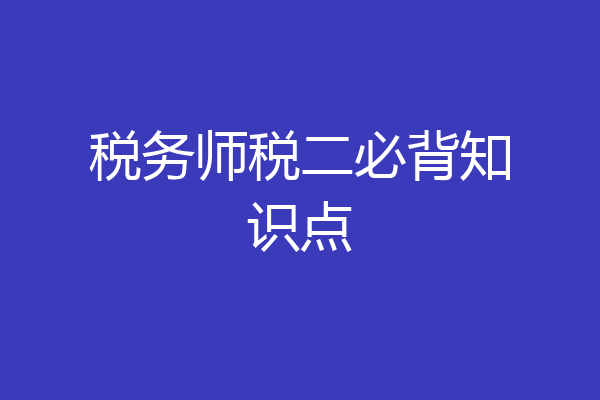 税务师税二必背知识点