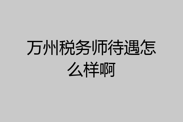 万州税务师待遇怎么样啊