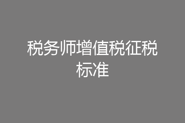 税务师增值税征税标准