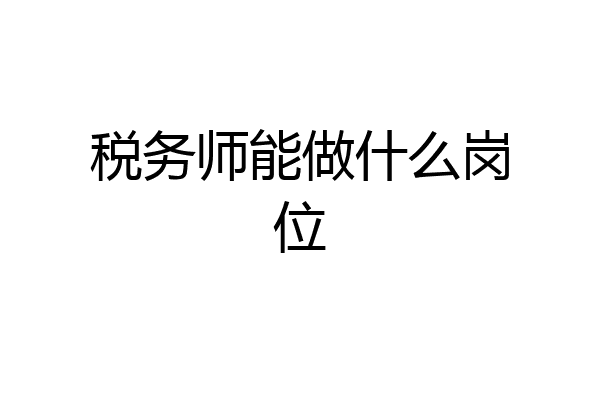 税务师能做什么岗位