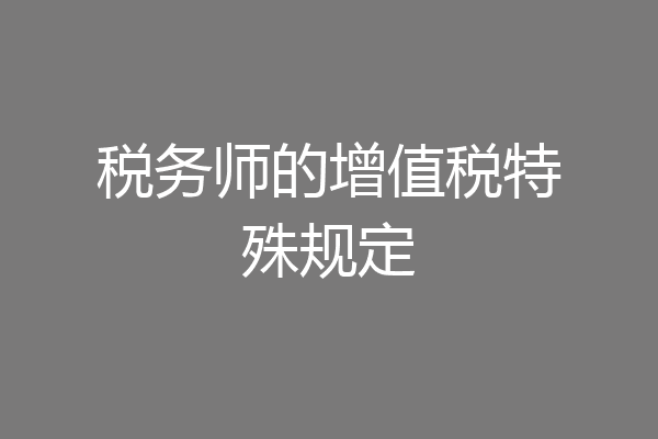 税务师的增值税特殊规定