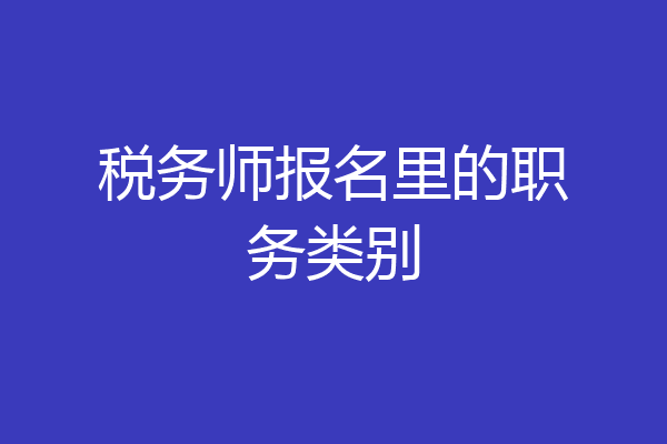 税务师报名里的职务类别