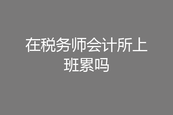 在税务师会计所上班累吗
