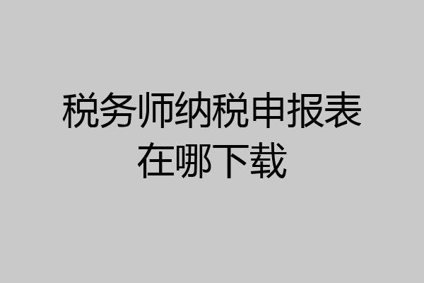 税务师纳税申报表在哪下载
