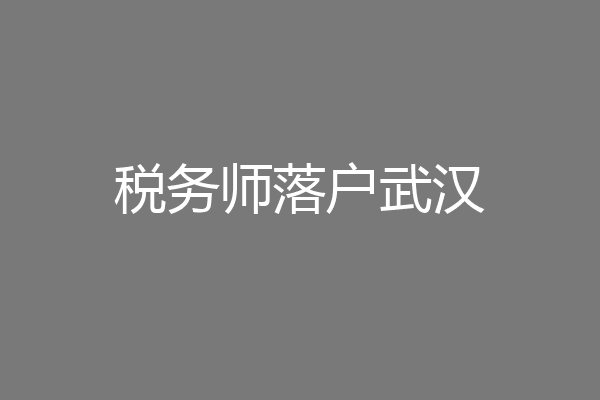 税务师落户武汉