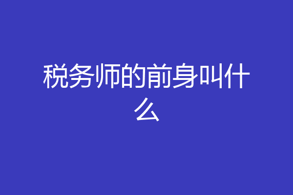 税务师的前身叫什么