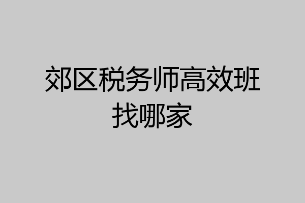 郊区税务师高效班找哪家