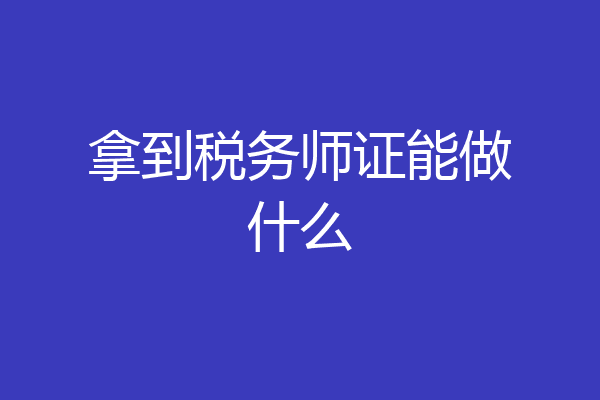 拿到税务师证能做什么