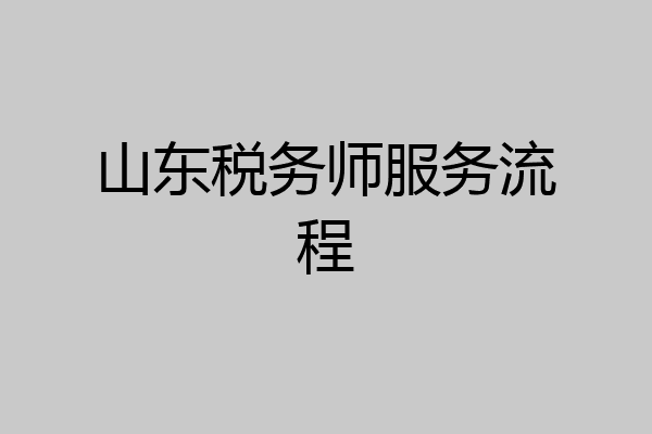 山东税务师服务流程