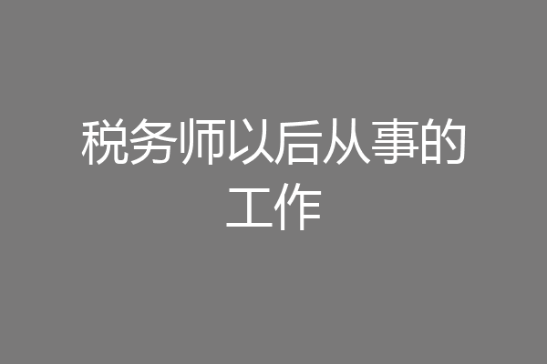 税务师以后从事的工作
