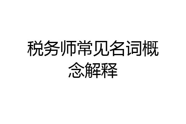 税务师常见名词概念解释