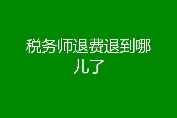 税务师退费退到哪儿了
