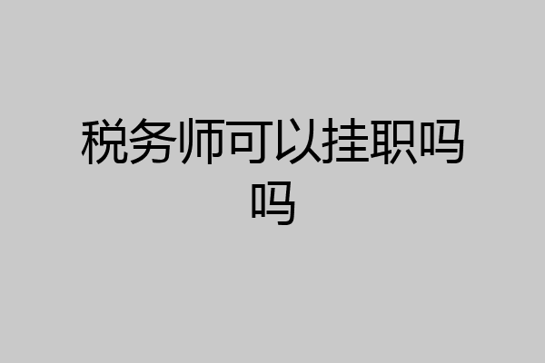 税务师可以挂职吗吗