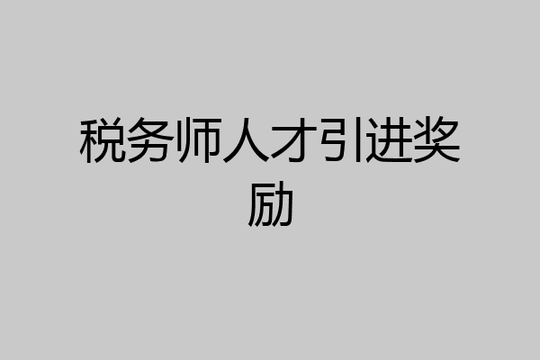 税务师人才引进奖励