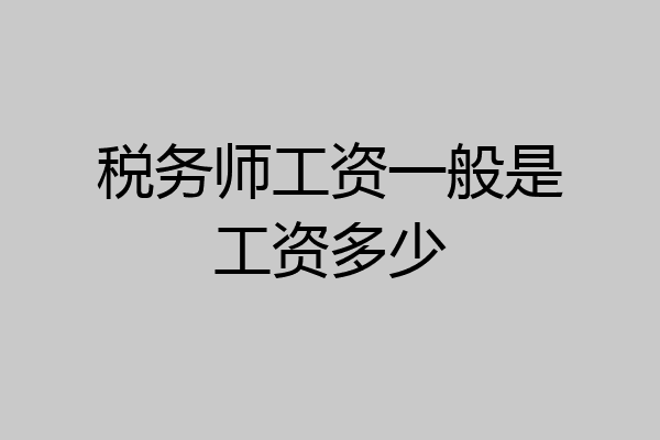 税务师工资一般是工资多少