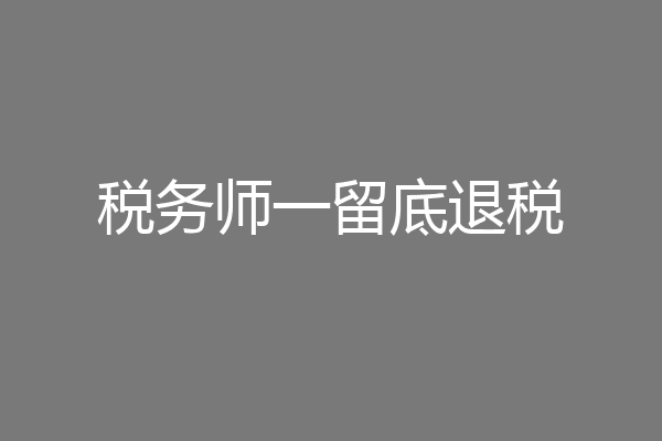 税务师一留底退税