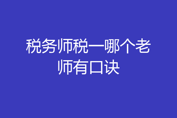 税务师税一哪个老师有口诀