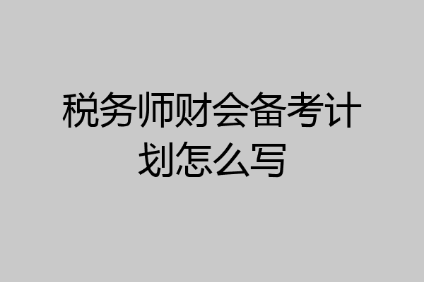 税务师财会备考计划怎么写