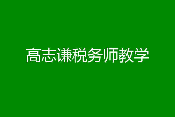 高志谦税务师教学