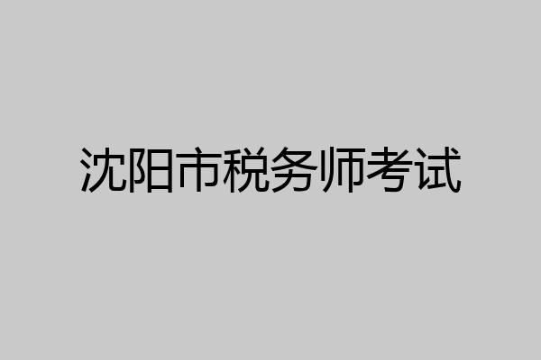 沈阳市税务师考试