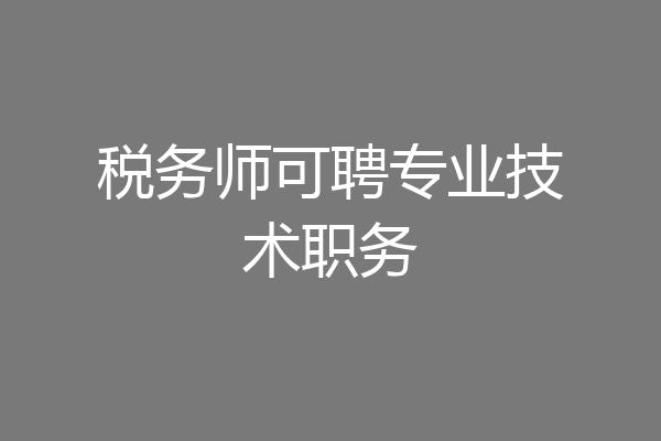 税务师可聘专业技术职务