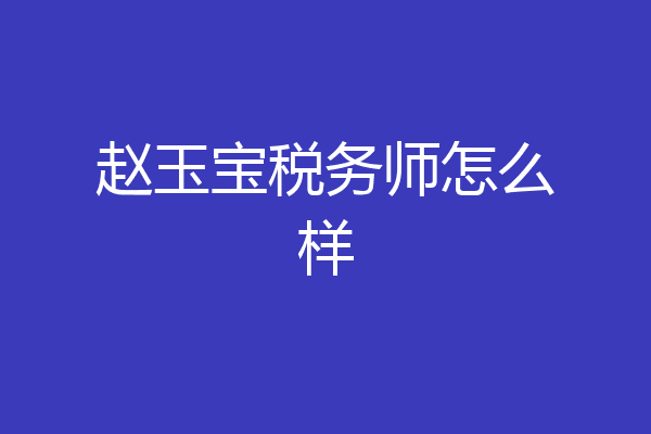 赵玉宝税务师怎么样