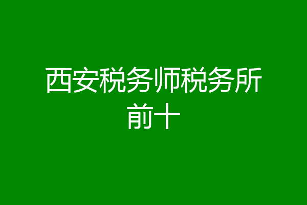 西安税务师税务所前十